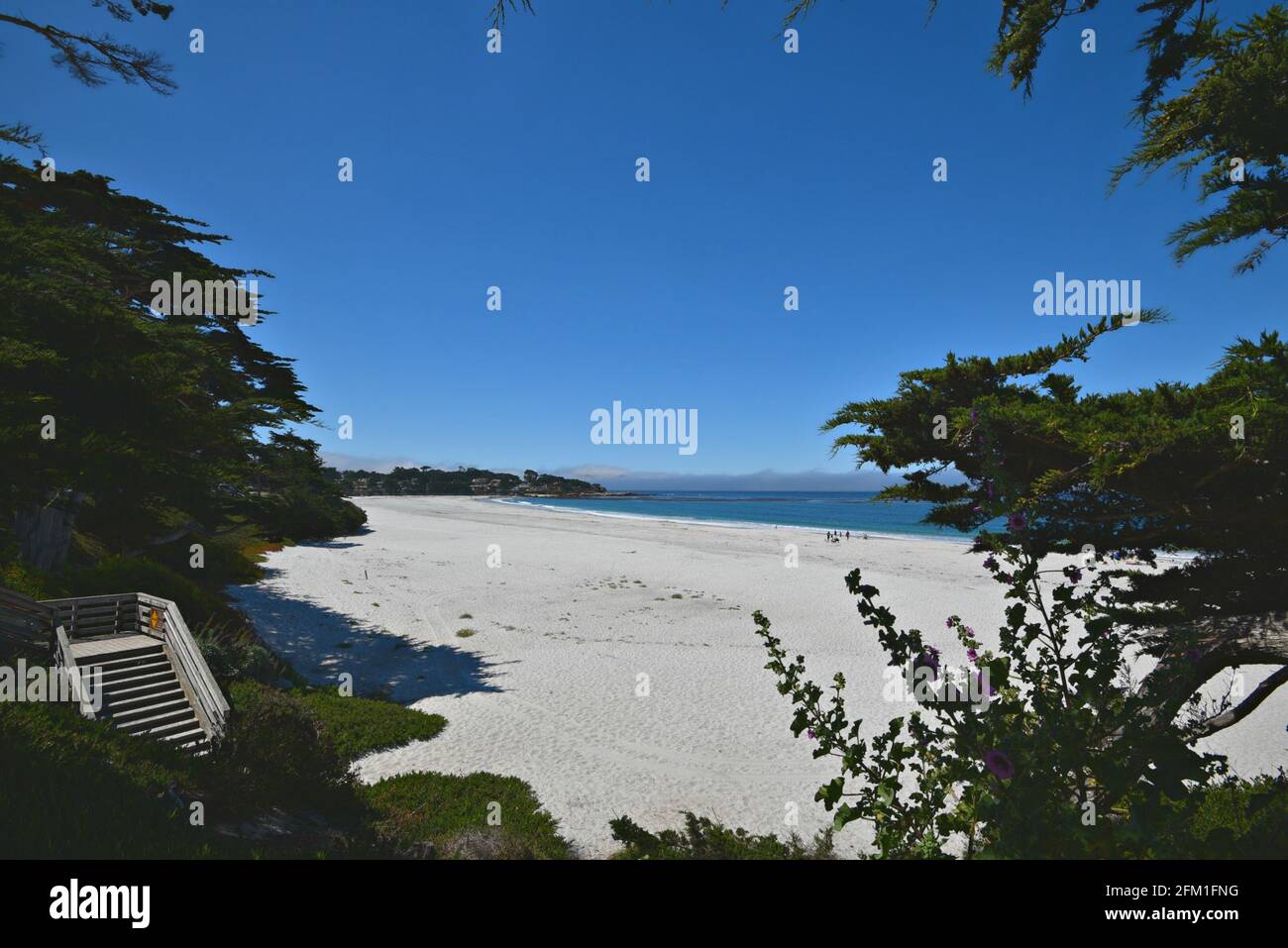 Landschaft mit Panoramablick auf Carmel-by-the-Sea Beach in Monterey County California, USA. Stockfoto