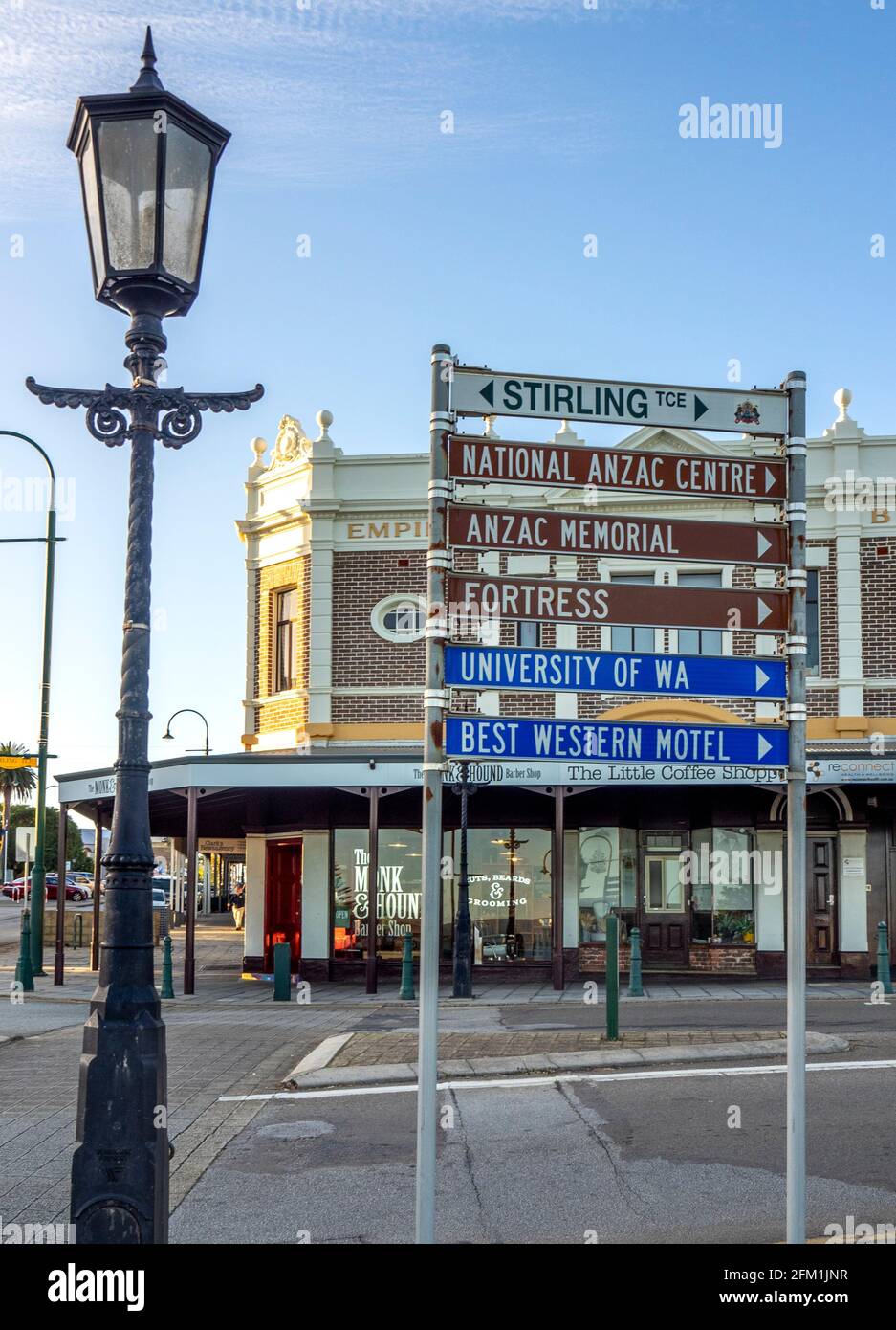 Dekorative Straßenbeleuchtung auf Stirling TCE Albany Western Australia. Stockfoto