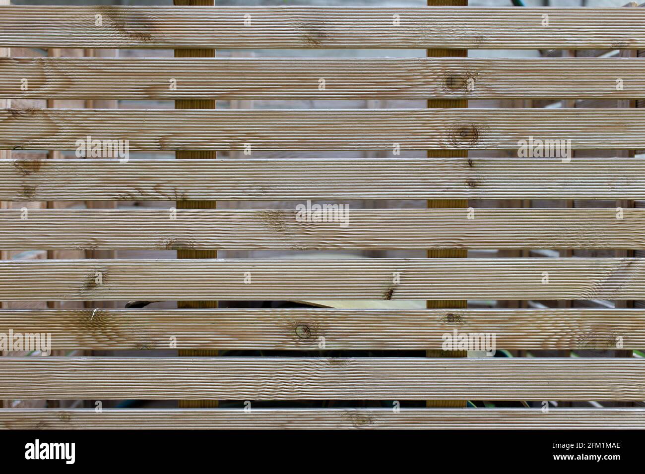 Parallele Holzlatten Textur. Einrichtungselement. Holzhintergrund, Nahaufnahme Stockfoto
