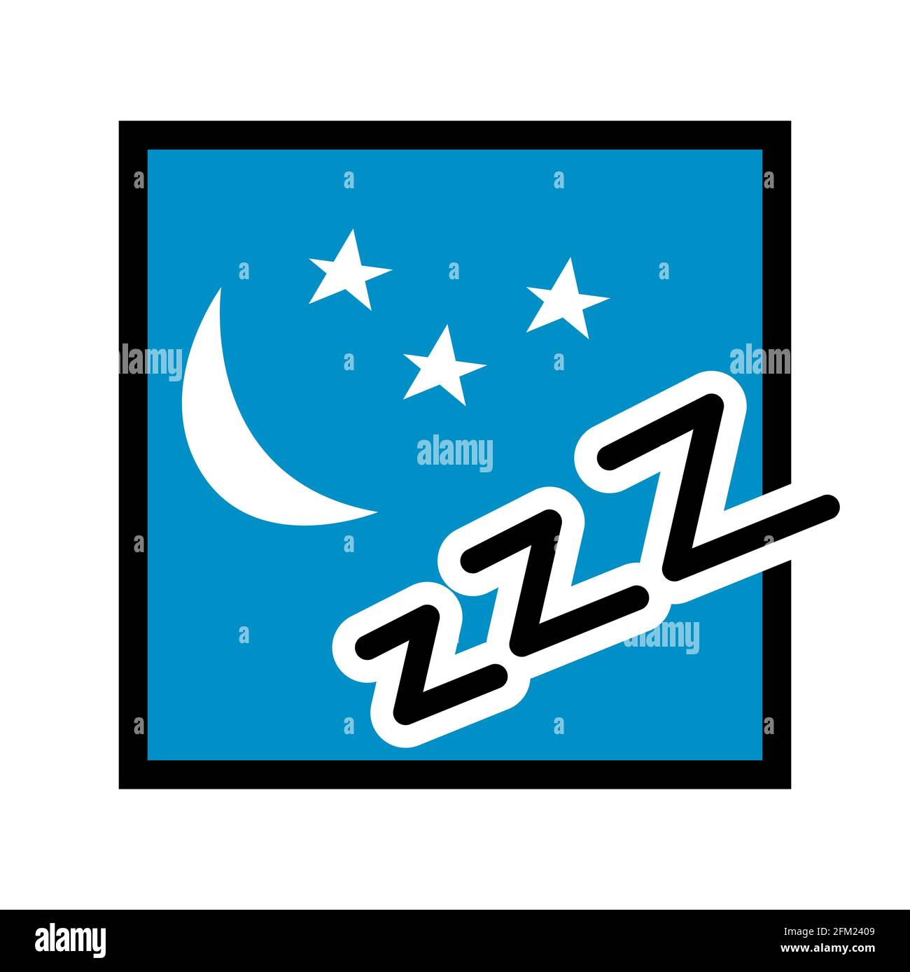 Symbol für Schlaf und Stille. Nacht, Mond und Sterne. Cartoon isolierte Illustration Stockfoto