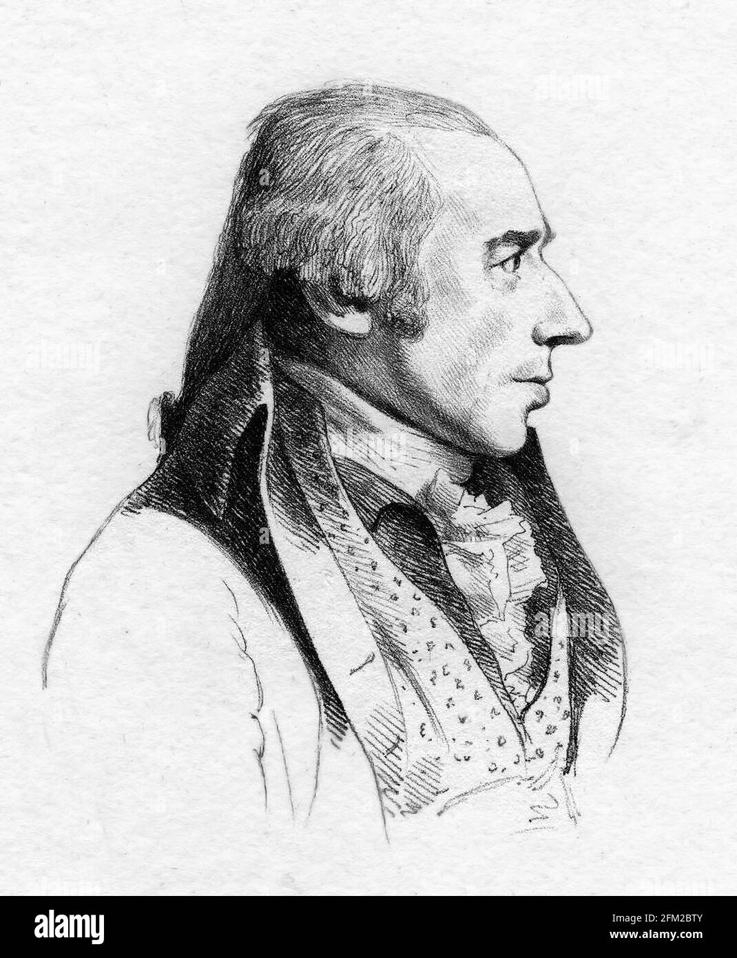 William Hodges. Porträt des englischen Malers William Hodges (1744-1797) von William Daniel nach George Dance, weiche Radierung, 1793 Stockfoto