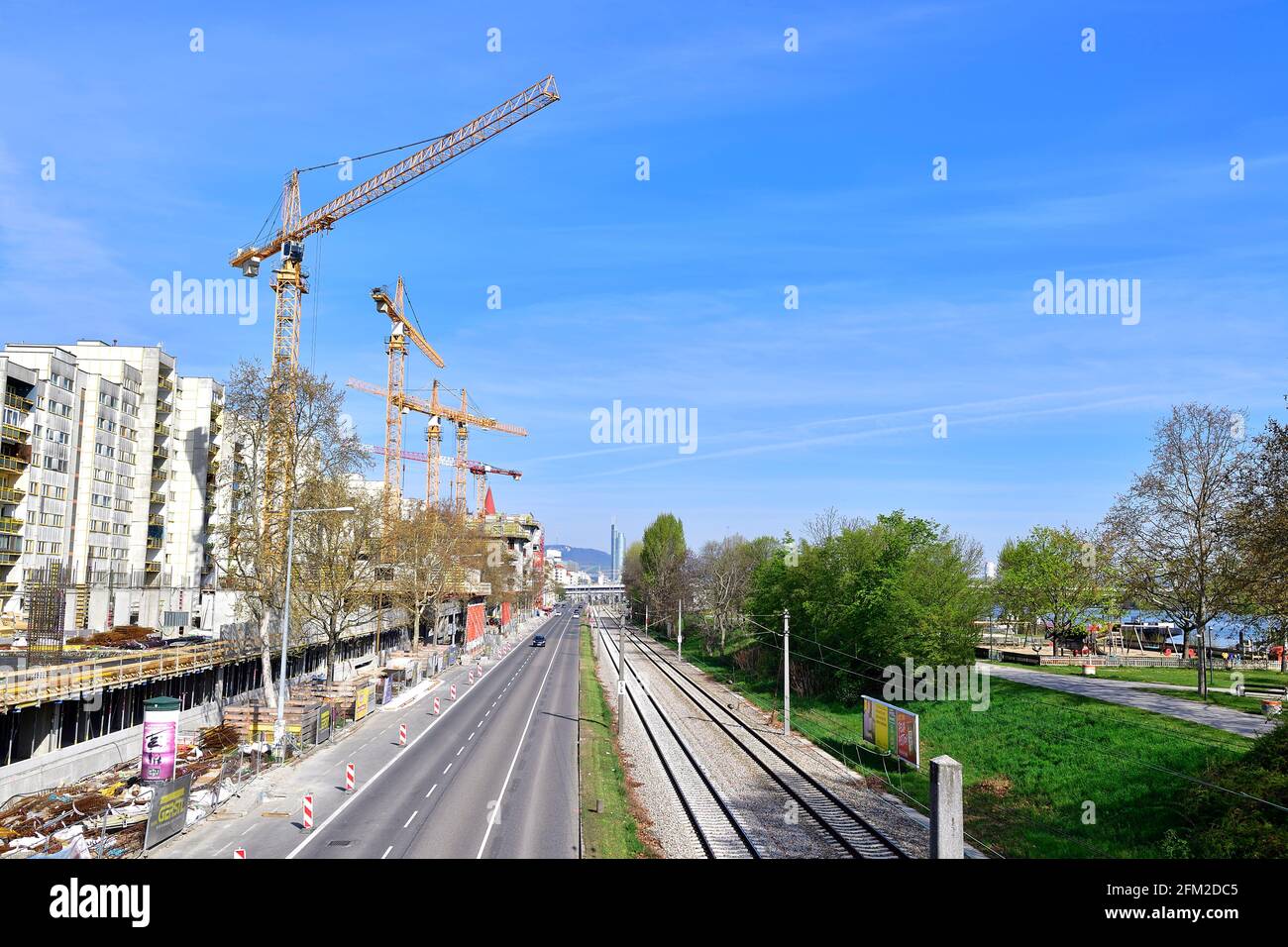 Wien, Österreich, große Baustelle, entlang der Donau Stockfoto