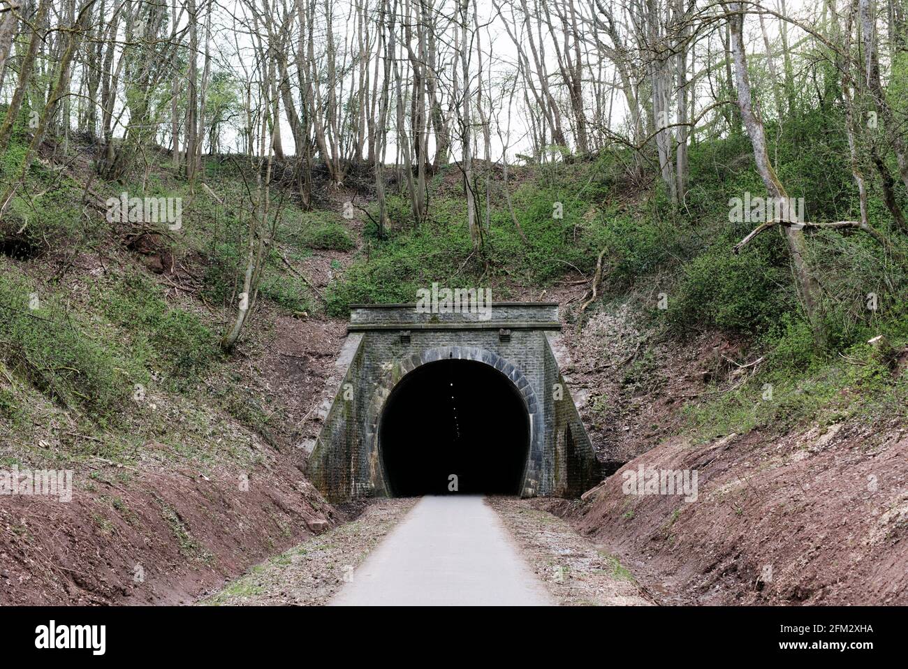 Ein Tunnel auf dem Radweg Ravel L45 in den belgischen Ardennen. Das