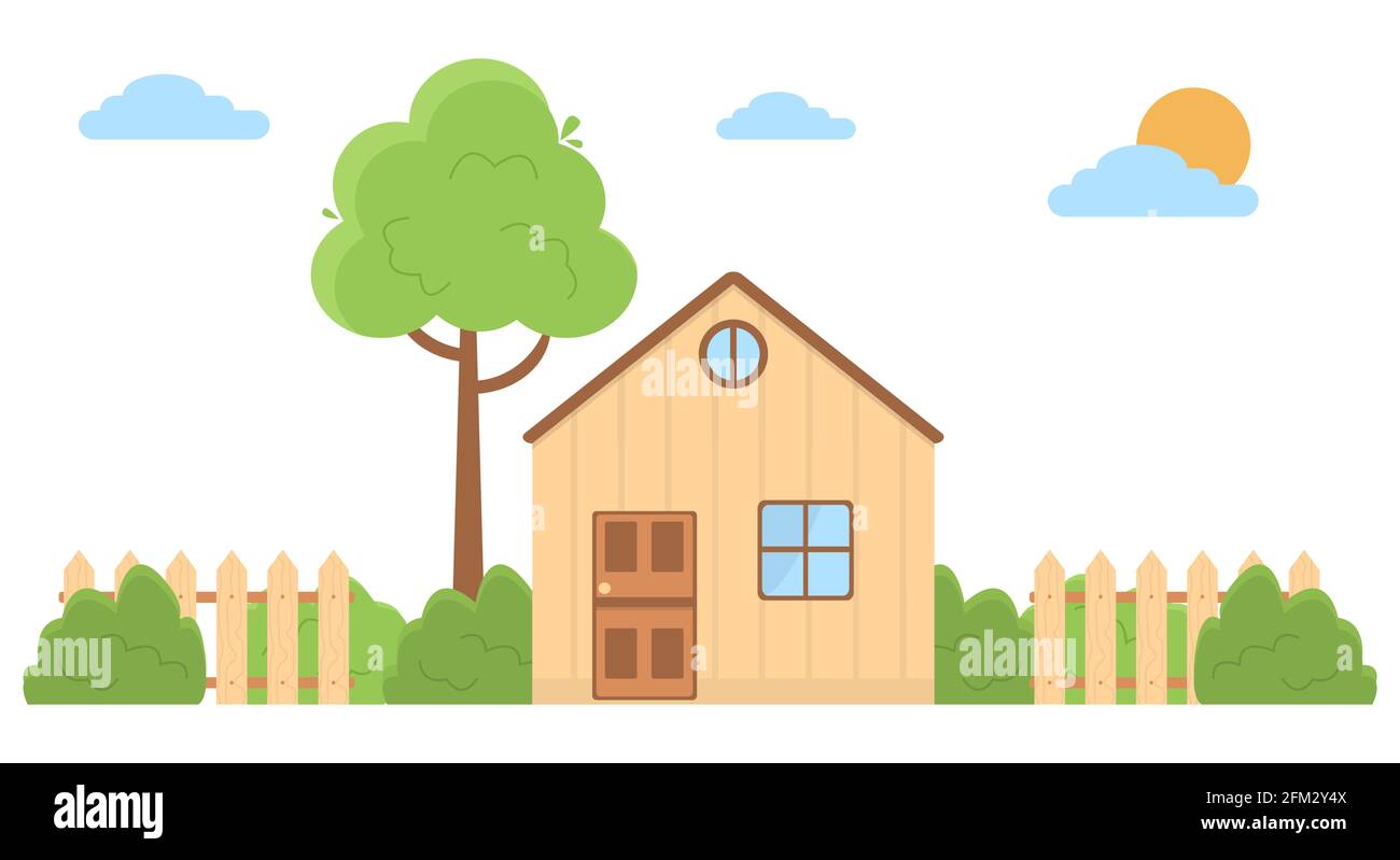 Vektor-Illustration eines Landhauses in einem flachen Stil Haus-Symbol auf weißem Hintergrund isoliert Stock Vektor