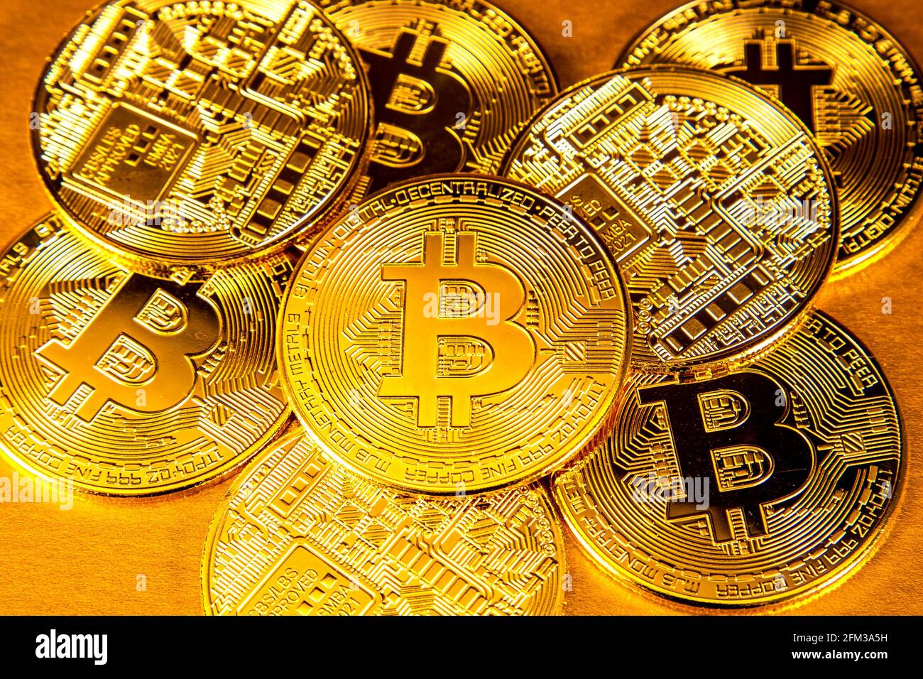 Kryptowährung Bitcoin Token Münzen Stockfoto