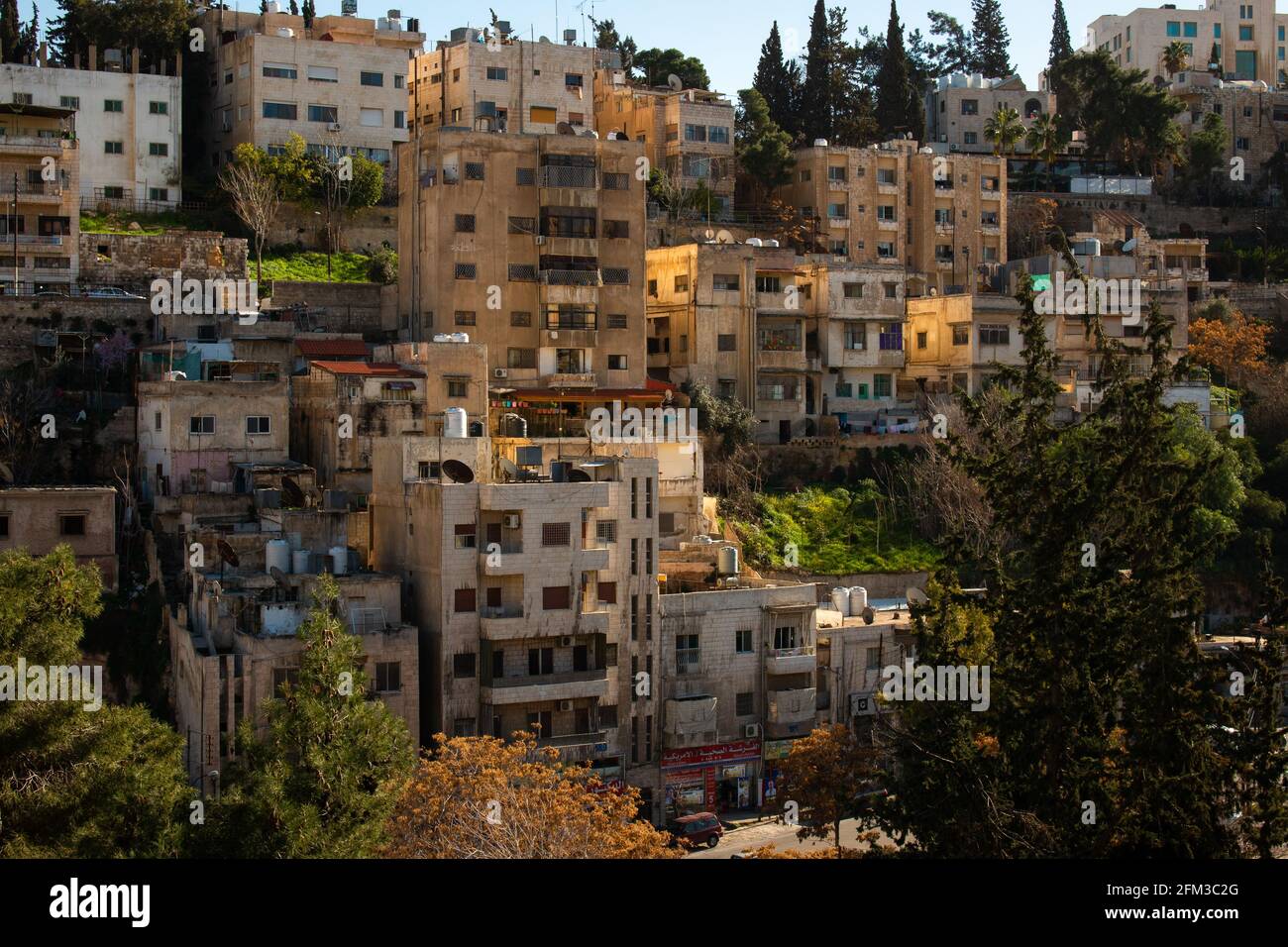 Straßen von Amman, Jordanien, Anfang Frühling. Stockfoto