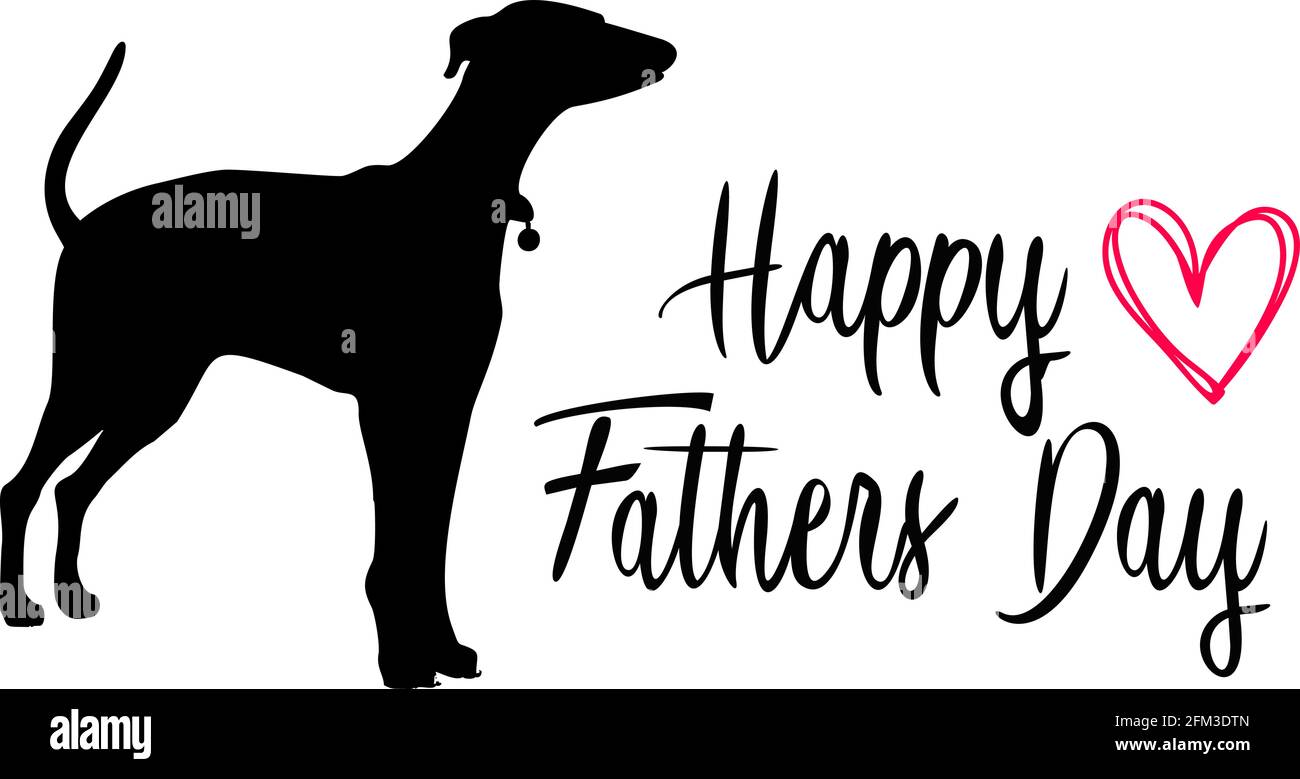 Happy Fathers Day mit Hund auf weißem Hintergrund. Vektor Stock Vektor