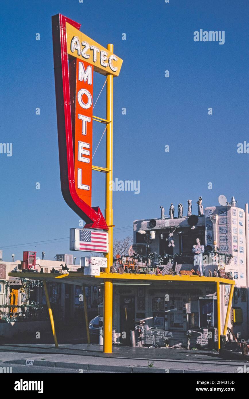Aztec Motel Büro und Schild Route 66 Albuquerque New Mexico Ca. 2003 Stockfoto