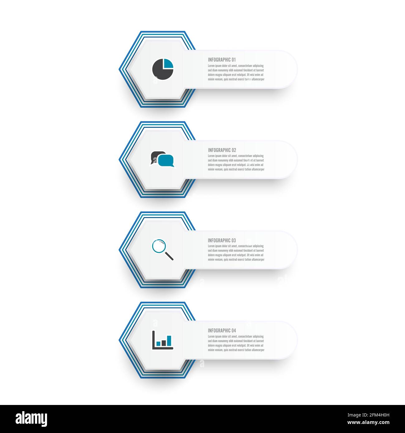 Vektorgrafik Infografiken 4 Optionen. Vorlage für Broschüre, Business, Webdesign Stock Vektor