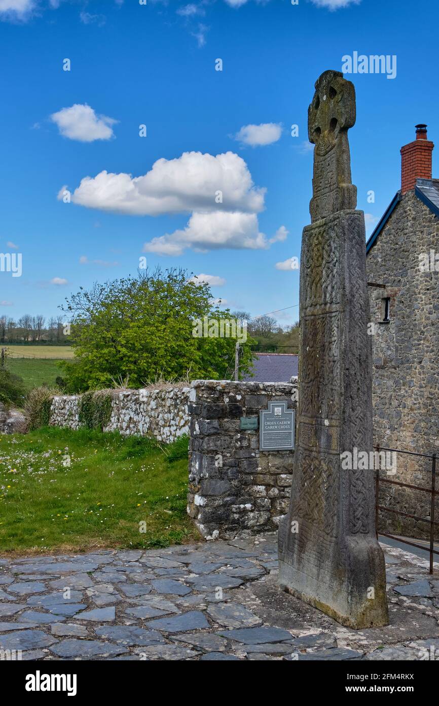 Carew Cross, Carew Castle, Pembrokeshire, Wales Stockfoto