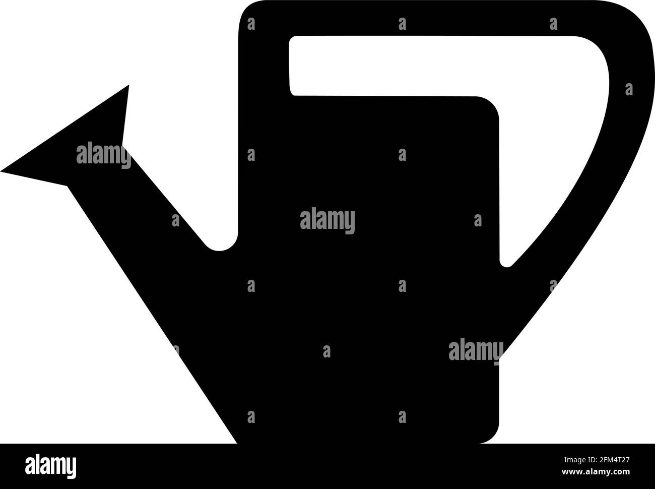 Schwarze Silhouette einer großen Gießkannenzum Gießen, auf weißem Hintergrund Stock Vektor