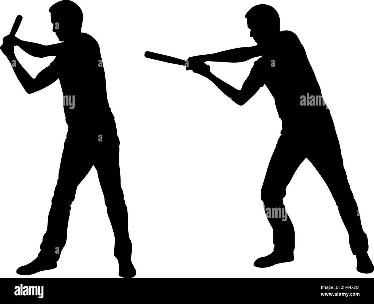 Silhouetten von Männern mit Baseballschlägern Stock Vektor