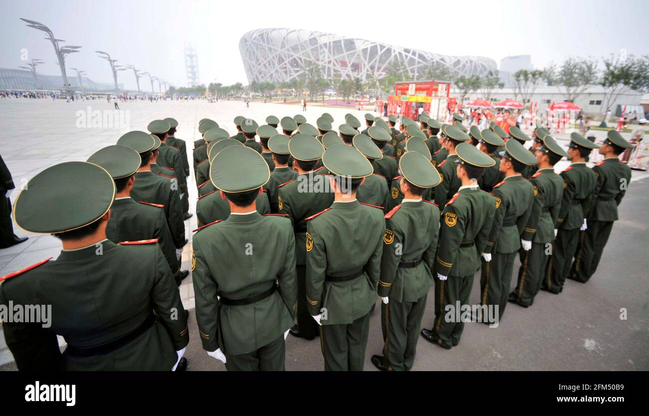 OLYMPISCHE SPIELE PEKING 2008. VORBEREITUNG AUF DIE ÖFFNUNG. BILD DAVID ASHDOWN Stockfoto