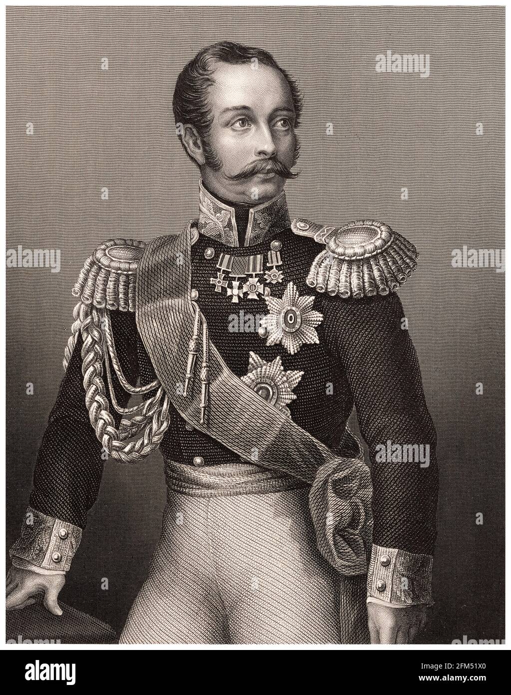 Alexander II. (1818-1881), Kaiser von Russland (1855-1881), Porträtstich von DJ Pound, um 1850 Stockfoto