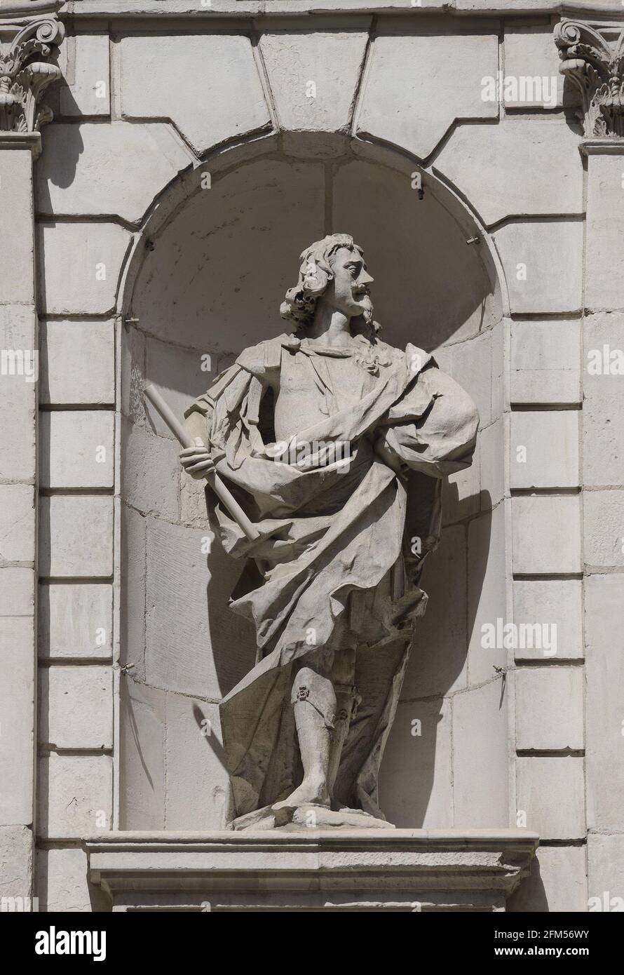 London, England, Großbritannien. Statue von König Karl I. (John Bushnell) - Temple Bar Gate (Sir Christopher Wren, 1672 - Verlegung auf den Peternoster-Platz, 1880) Stockfoto