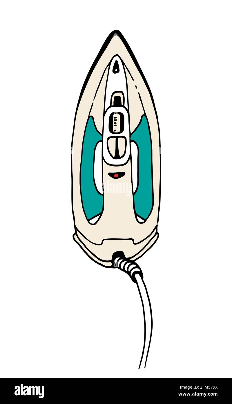 Vektorskizze aus elektrischem Eisen, handgezeichnete Illustration isoliert auf weißem Hintergrund Stock Vektor