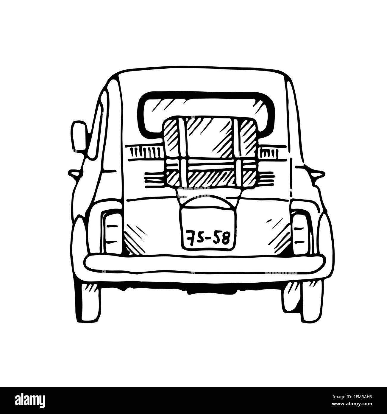 Old Car Vektor-Illustration, handgezeichnete Retro-Automobil isoliert auf weißem Hintergrund Stock Vektor Old Car Vektor-Illustration, handgezeichnete Retro-Automobil isoliert auf weißem Hintergrund Stock Vektor