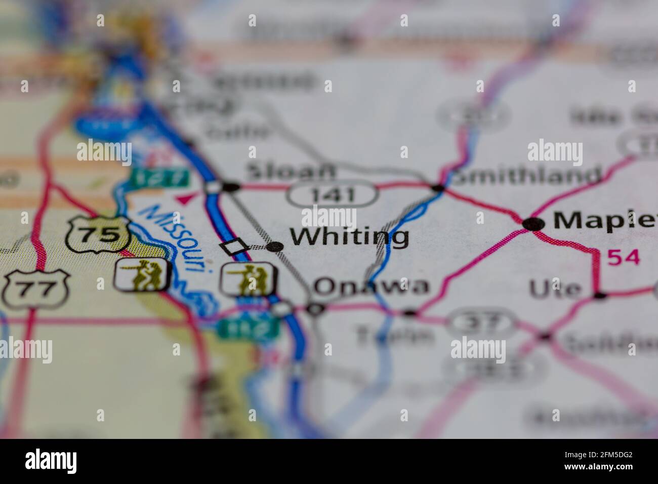 Wittling Iowa USA auf einer Geographie-Karte oder Straße angezeigt Karte Stockfoto