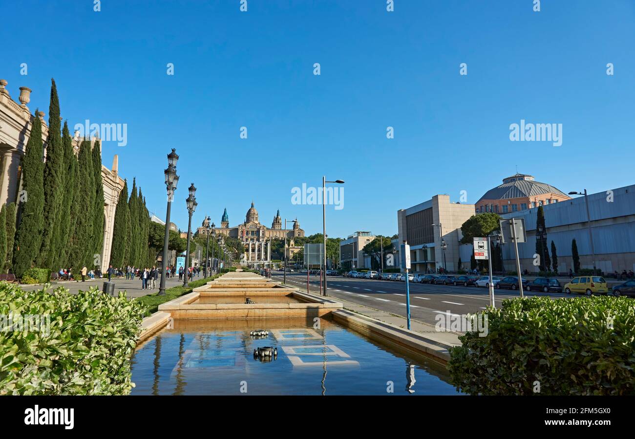 Nationalpalast von Montjuic, Plaça Espanya, Barcelona, Spanien Stockfoto