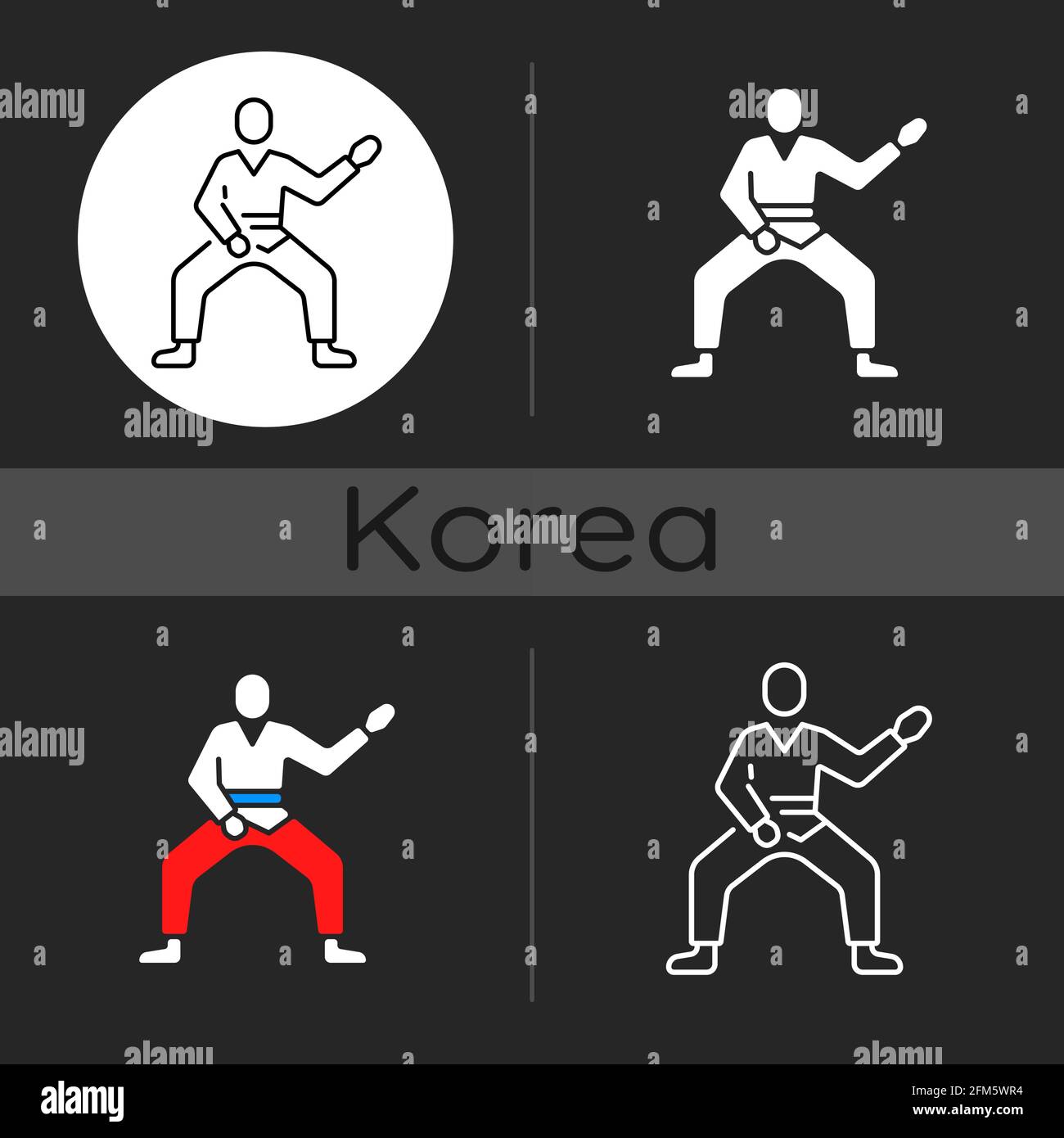 Dunkles Taekwondo-Themensymbol Stock Vektor