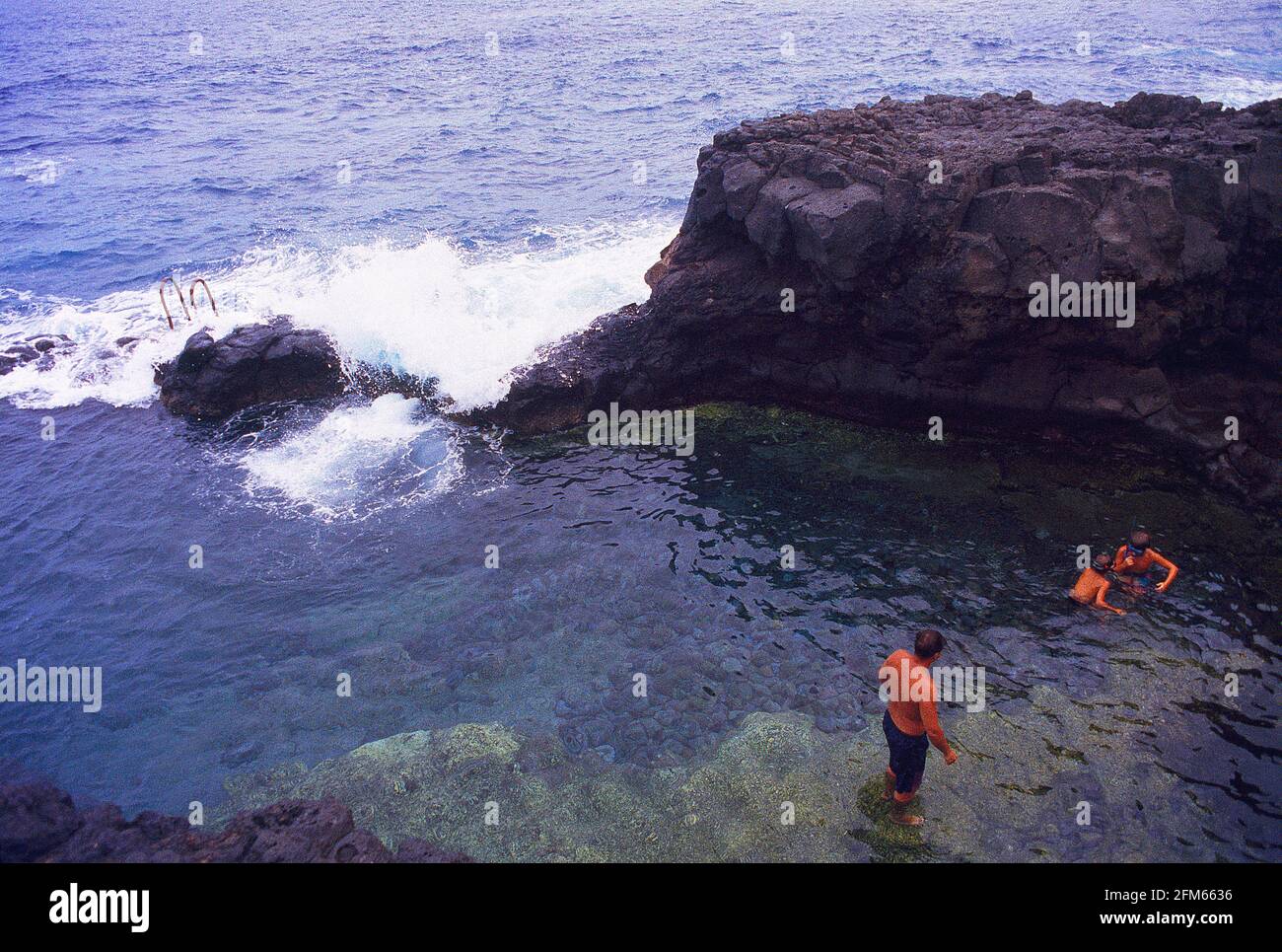 Charco Azul, natürliche Pools. San Andres, Insel La Palma, Kanarische Inseln, Spanien. Stockfoto