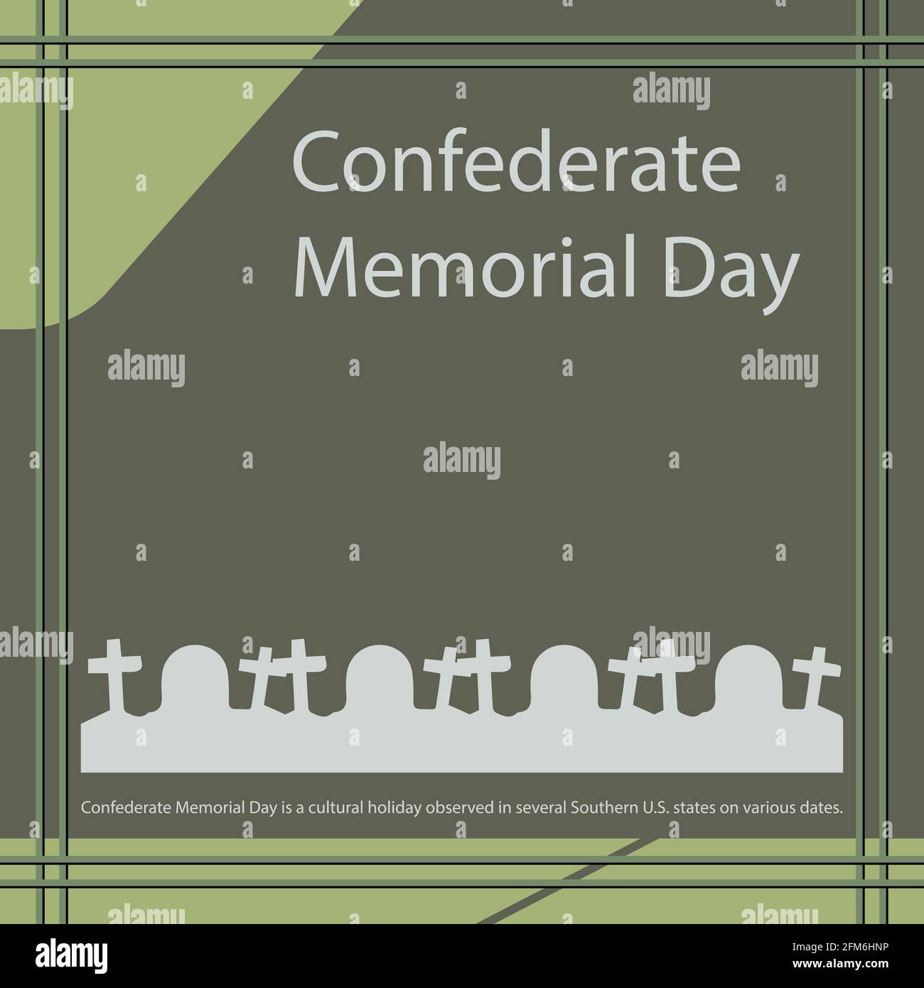 Der Confederate Memorial Day ist ein Kulturfeiertag, der an verschiedenen Tagen in mehreren Bundesstaaten der Südstaaten der USA begangen wird. Stock Vektor