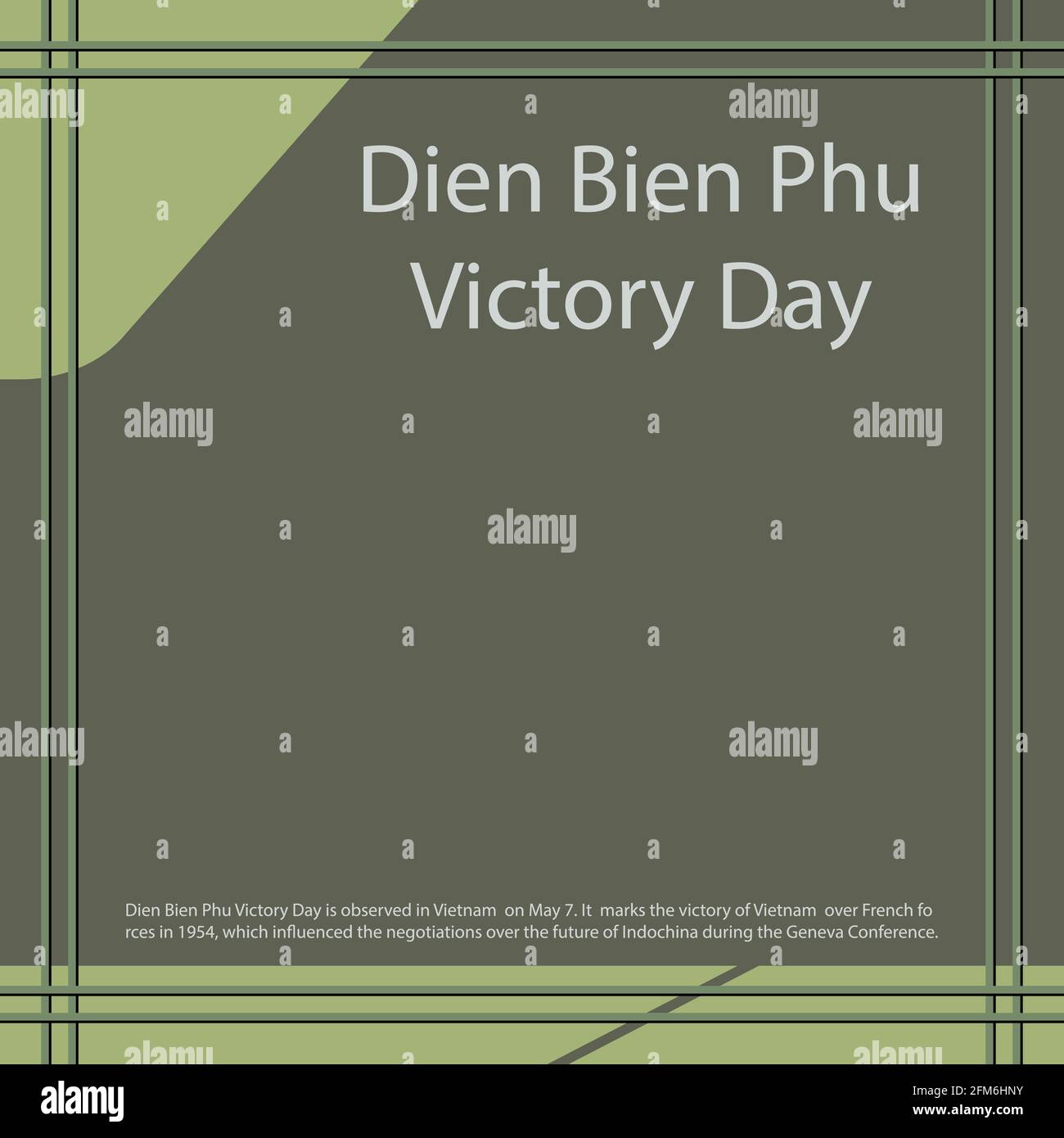 Der Siegestag von Dien Bien Phu wird in Vietnam am 7. Mai begangen. Es markiert den Sieg Vietnams über die französischen Streitkräfte im Jahr 1954, der die Verhandlungsrunde beeinflusst hat Stock Vektor