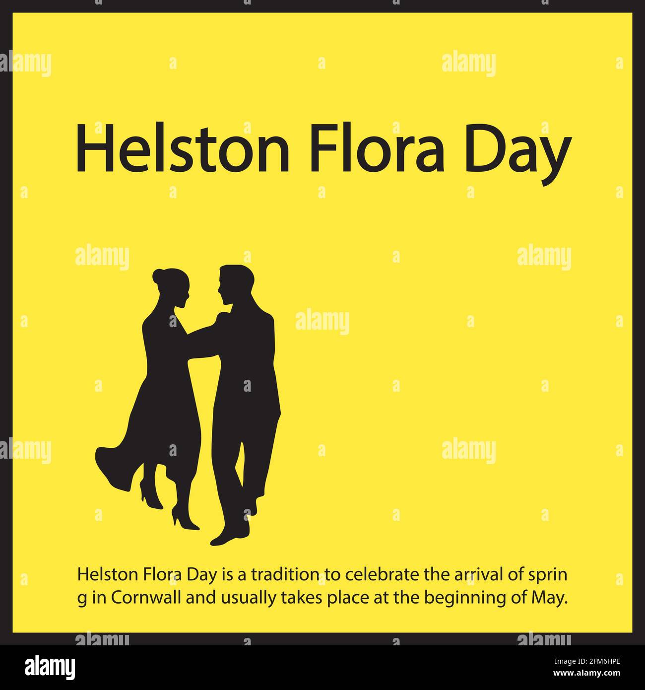 Der Helston Flora Day ist eine Tradition, um die Ankunft des Frühlings in Cornwall zu feiern und findet in der Regel Anfang Mai statt. Stock Vektor