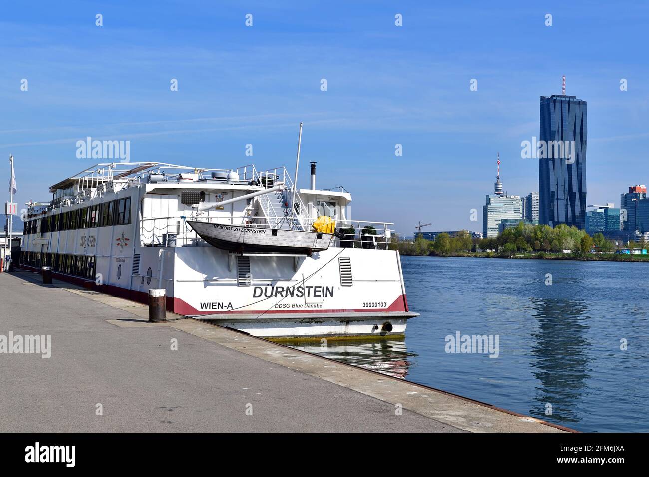 Wien, Österreich. Ausflugsboot MS Dürnstein in Wien an der Donau Stockfoto