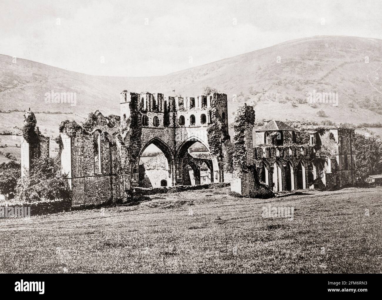 Llanthony Abbey Ruin um 1900, Wales, Großbritannien Stockfoto