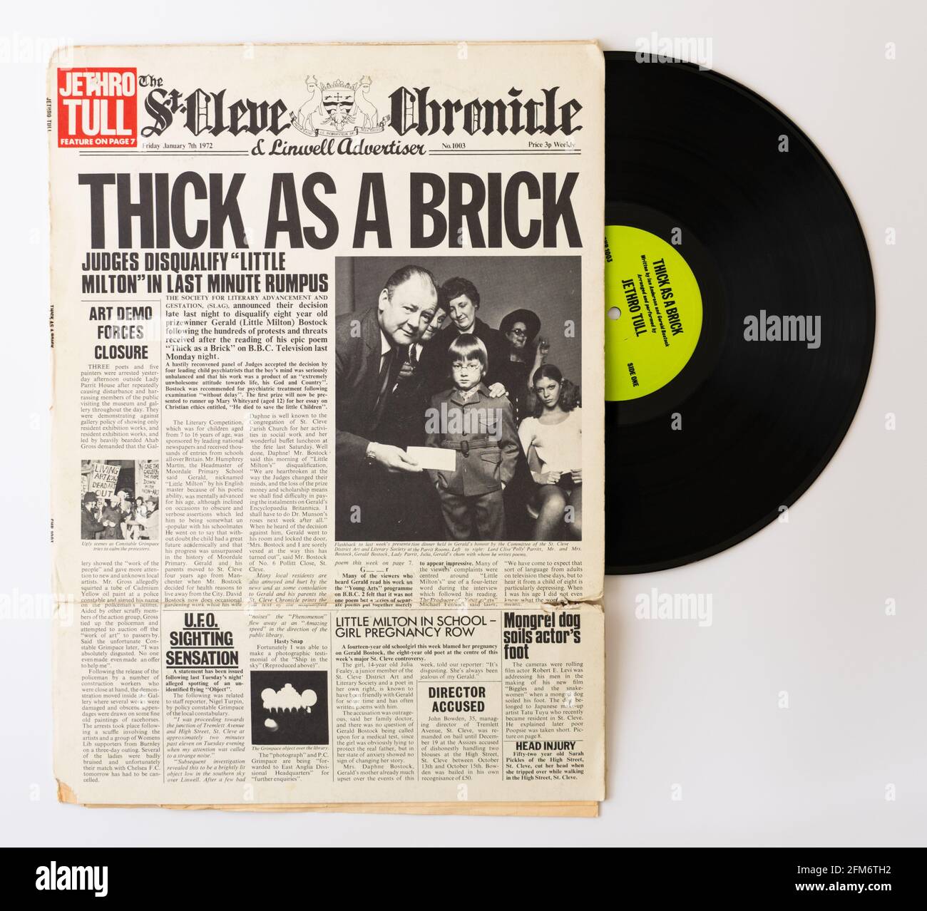 Jethro Tull Album - Thick as a Brick - Konzept Album mit ausklappbarer Zeitungshülle Stockfoto