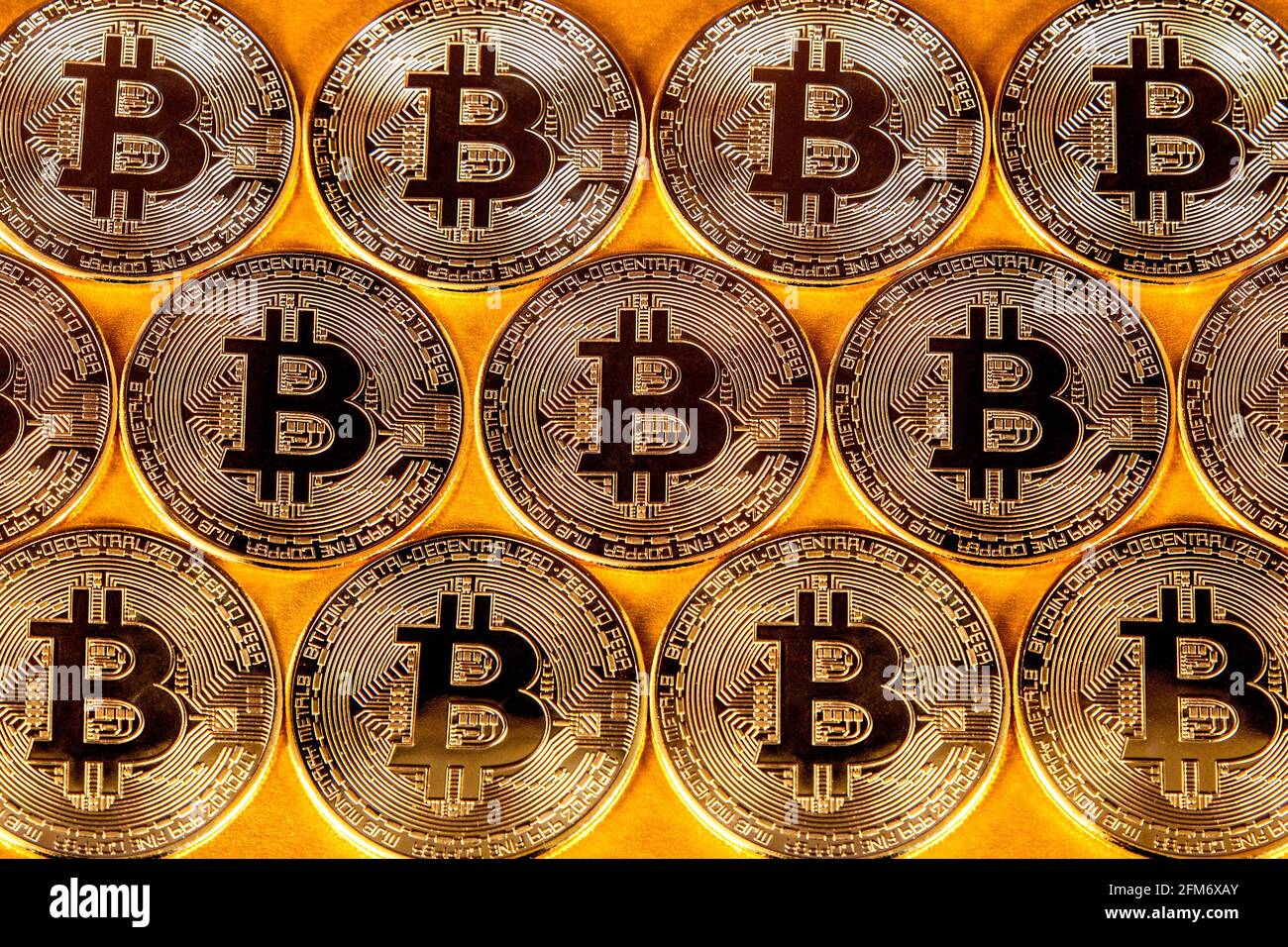 Kryptowährung Bitcoin Token Münzen Stockfoto