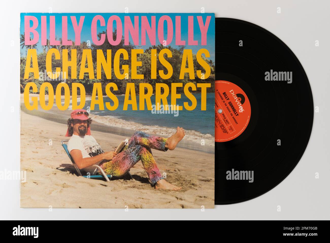 Billy Connolly Comedy Album - A Change ist genauso gut Als Festnahme Stockfoto