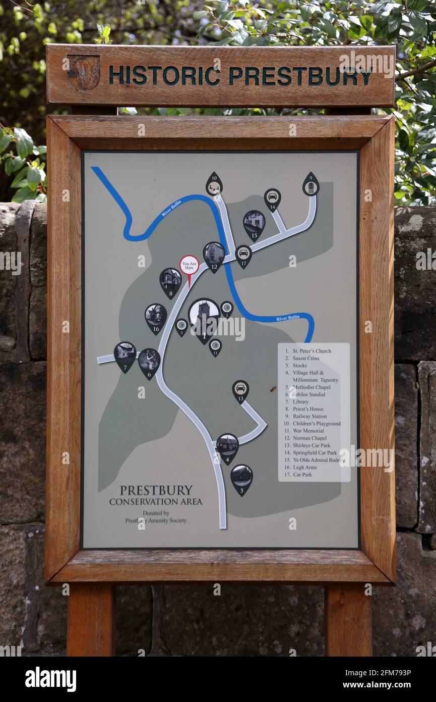 Straßenkarte des historischen Prestbury Stockfoto