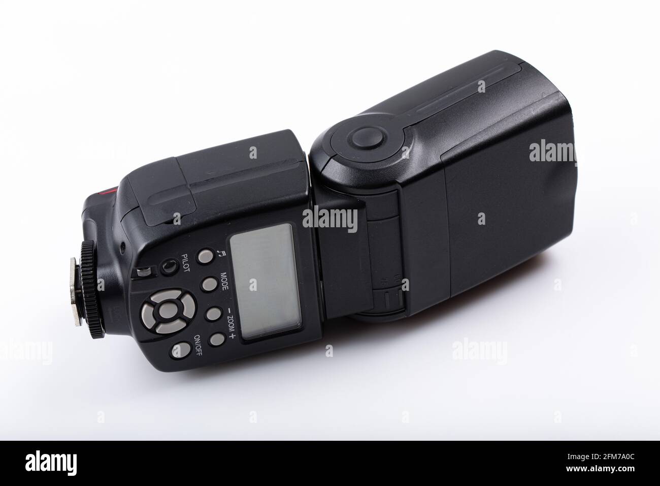 Fotoblitz für Fotografen auf weißem Hintergrund Stockfoto