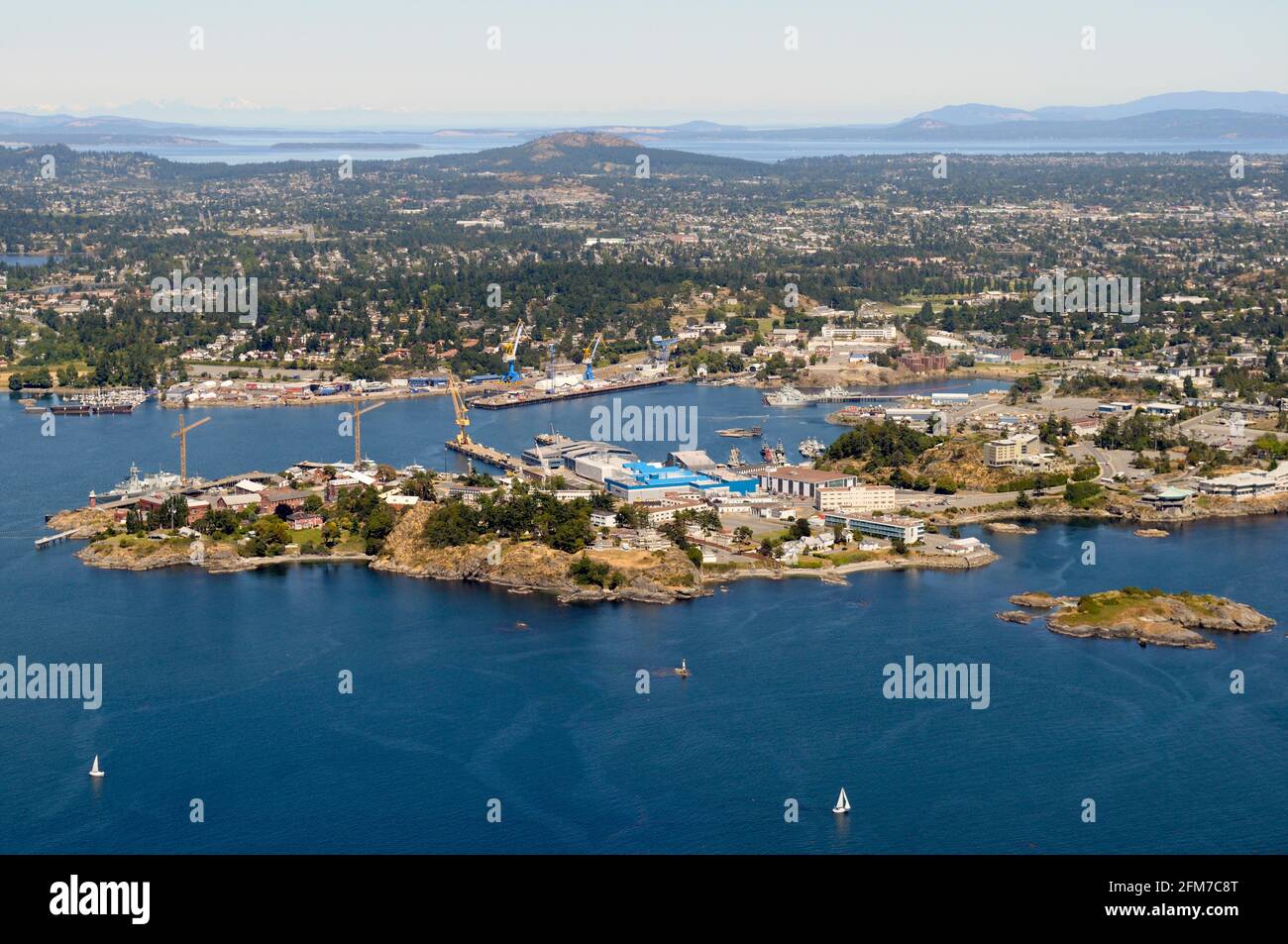 Luftaufnahme von Esquimalt Harbour, Vancouver Island, British Columbia, Kanada. Stockfoto