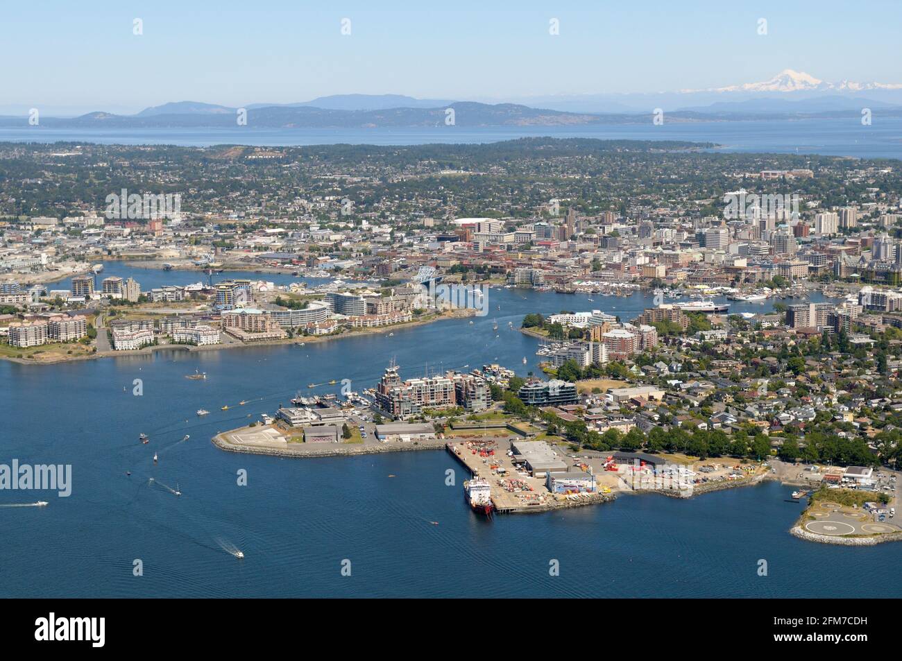 Luftaufnahme des Victoria Harbour, Victoria, Vancouver Island, British Columbia, Kanada. Stockfoto