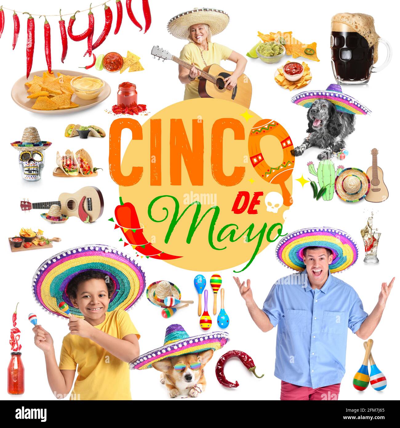 Grußkarte zur Feier des Cinco de Mayo (5. Mai) Stockfoto