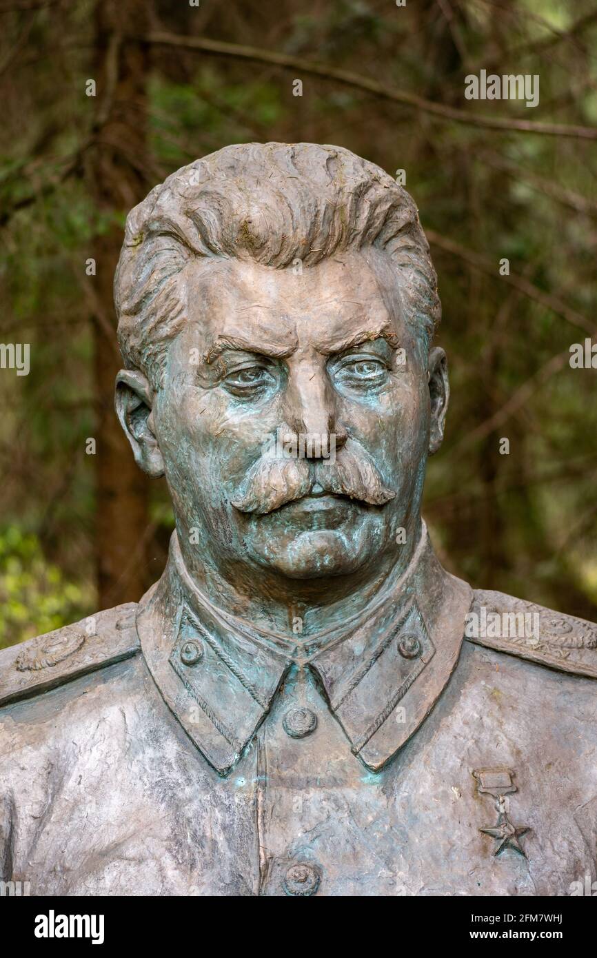 Stalins Bronzeskulptur Büste, russischer Revolutionär, Politiker und Politoretiker, Generalsekretär der Kommunistischen Partei der Sowjetunion Stockfoto