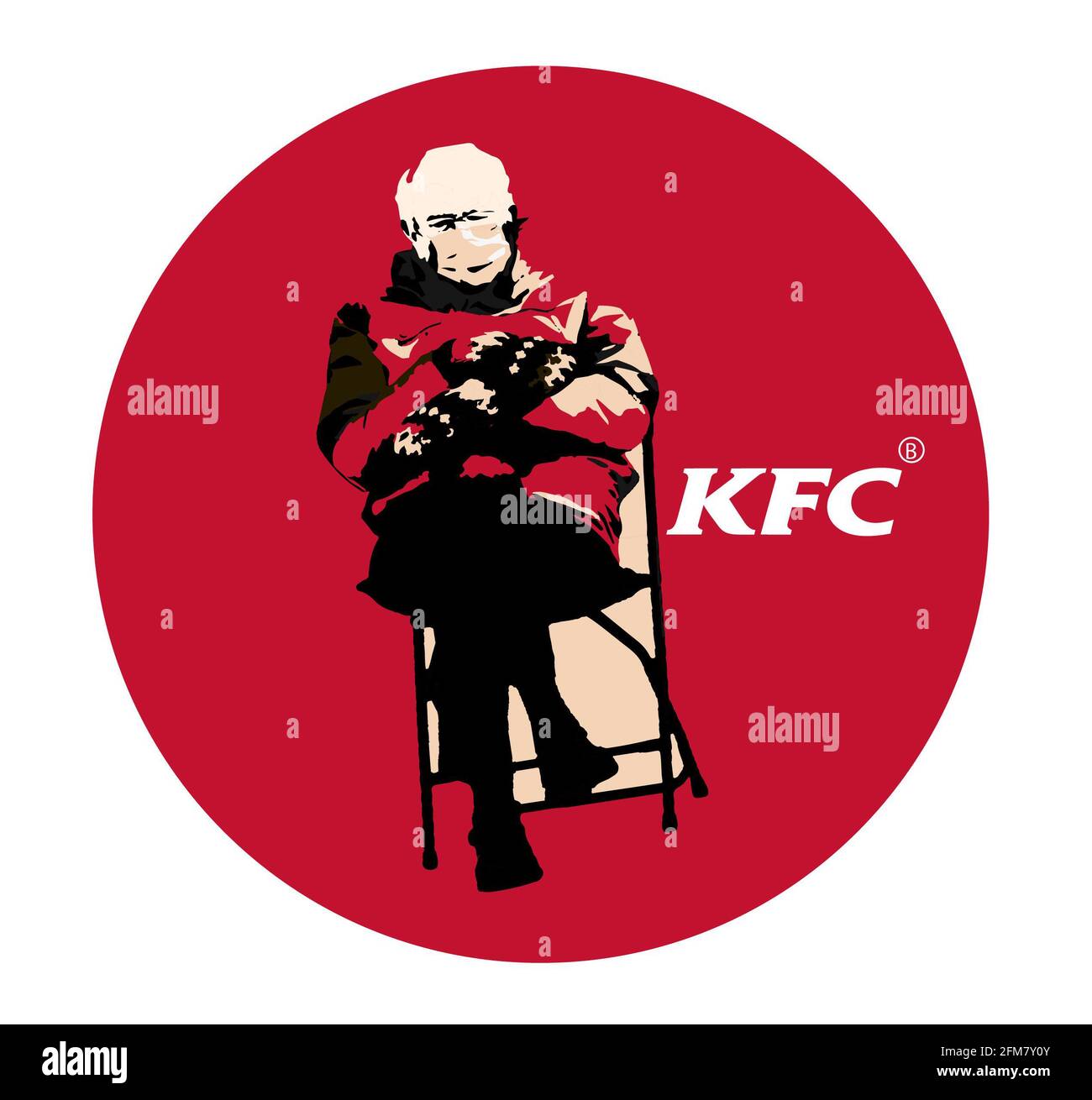 Bernie Meme im KFC-Logo Stockfoto