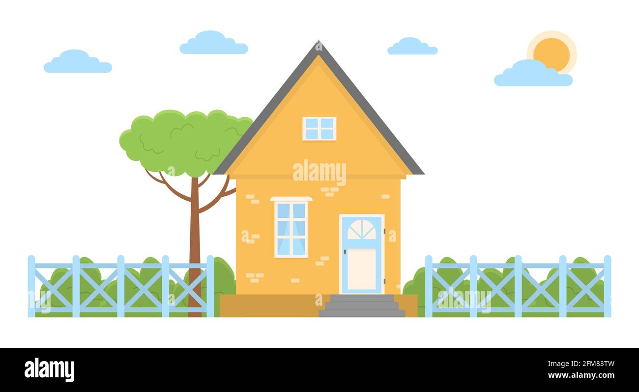 Vektor-Illustration eines Landhauses in einem flachen Stil Haus-Symbol auf weißem Hintergrund isoliert Stock Vektor