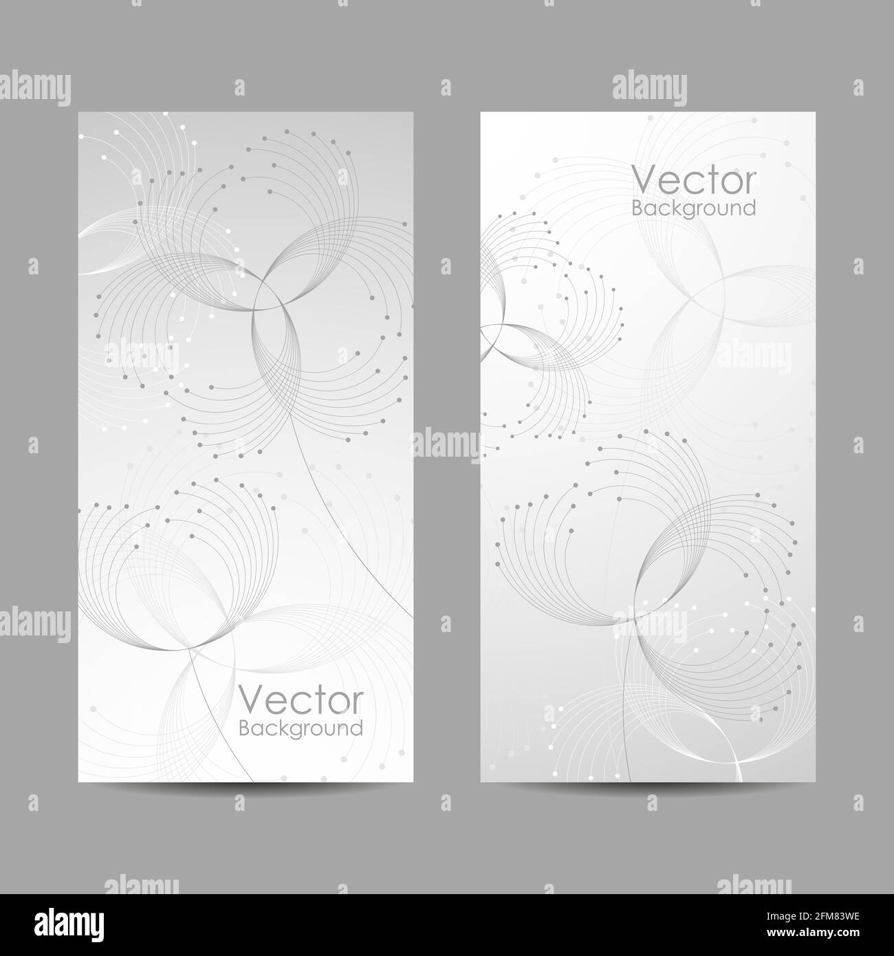 Satz von Bannern mit verbundenen Linien und Punkten. Stock Vektor