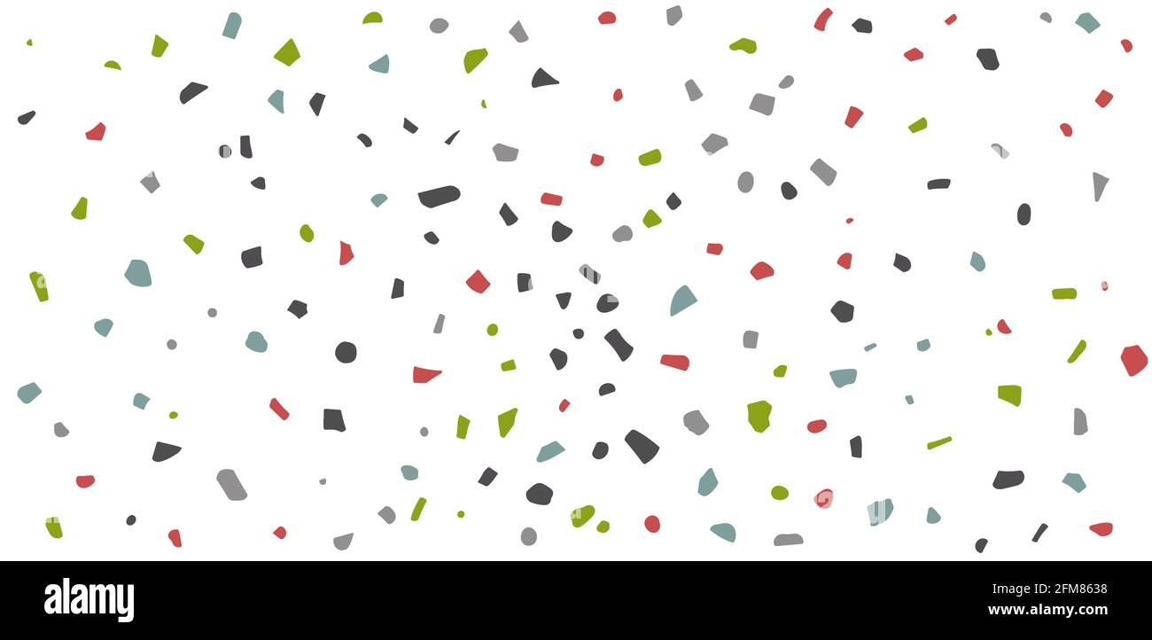Kleine Stücke aus mehrfarbigem Kunststoff auf weißem Hintergrund. Vektordarstellung „Nullabfall“ Stock Vektor