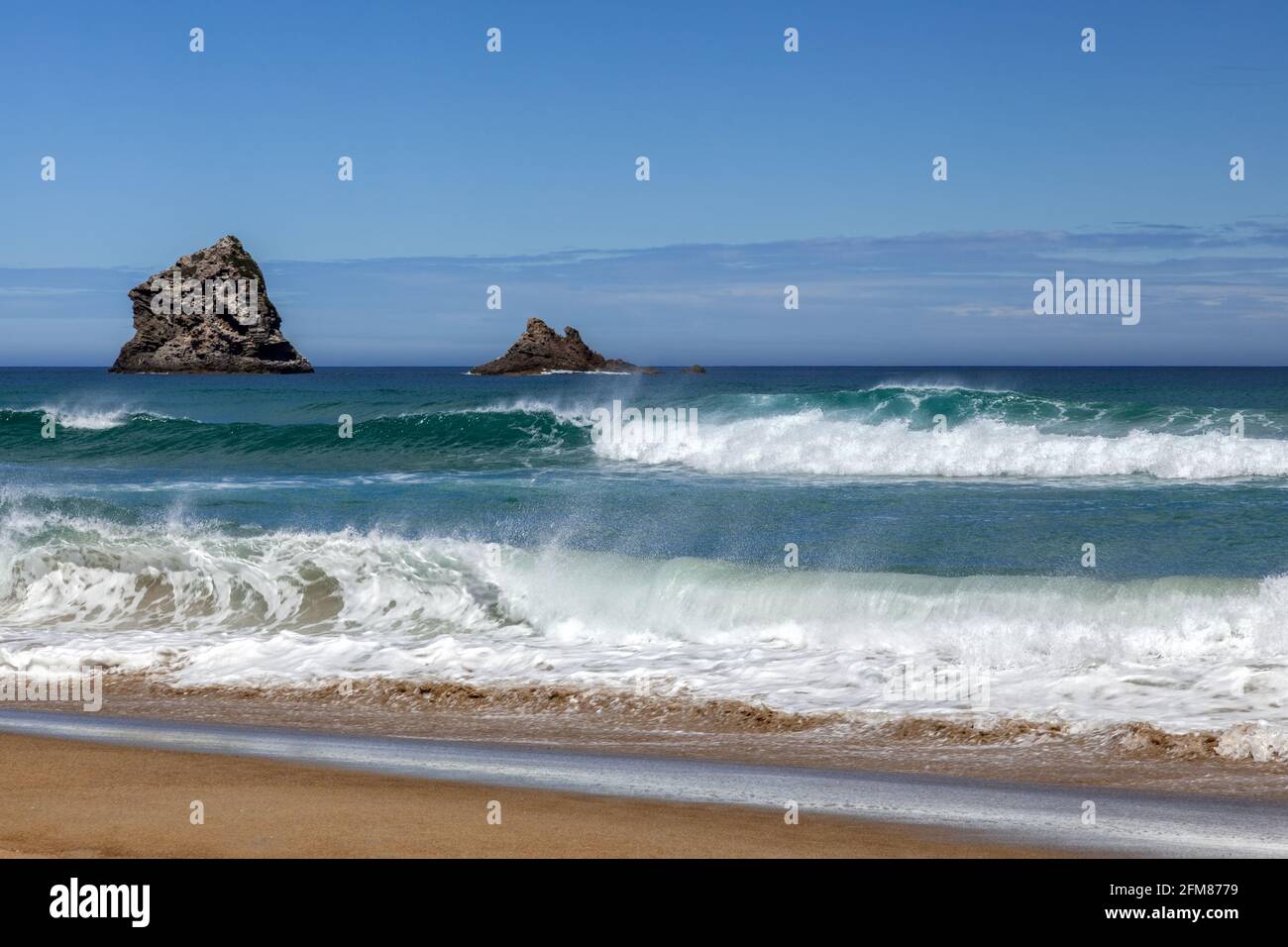 Die unberührte Küstenlinie bei Sandfly Bay Stockfoto