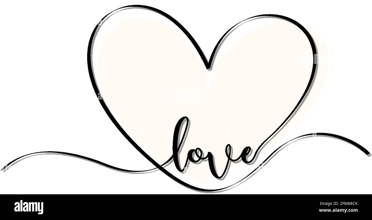 Weißes Herz von Hand gezeichnet mit Liebe Schrift Illustration 