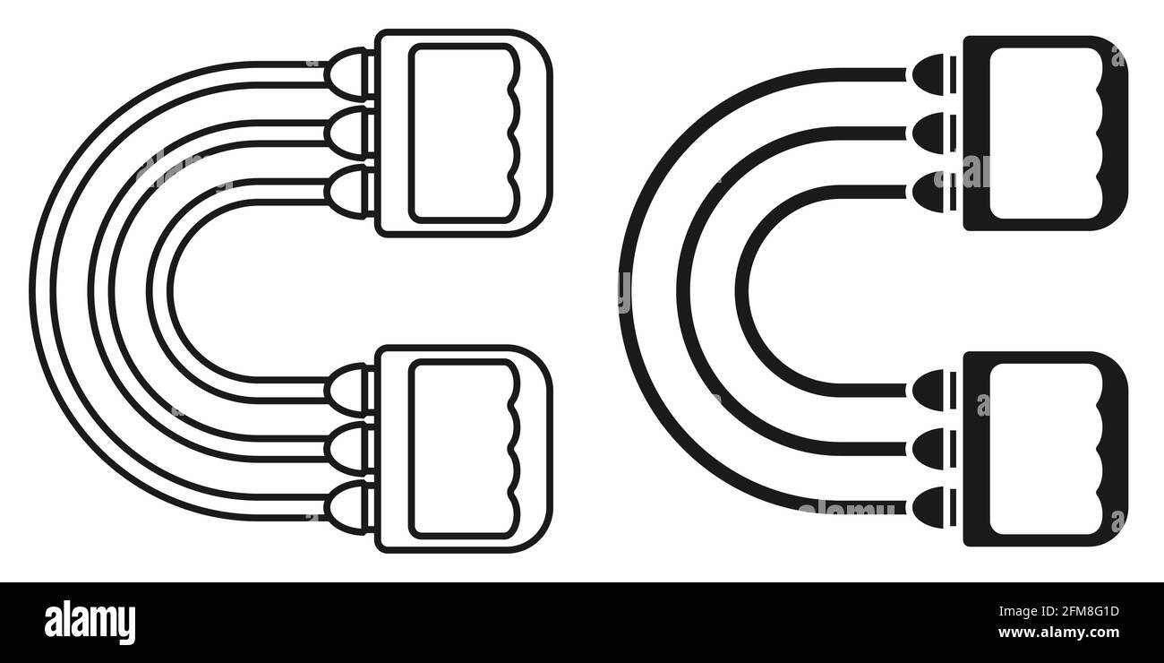 Sportlicher, elastischer Expander für Arme und Brust. Gummi-Sporttrainer für Fitness. Vektorsymbol Stock Vektor
