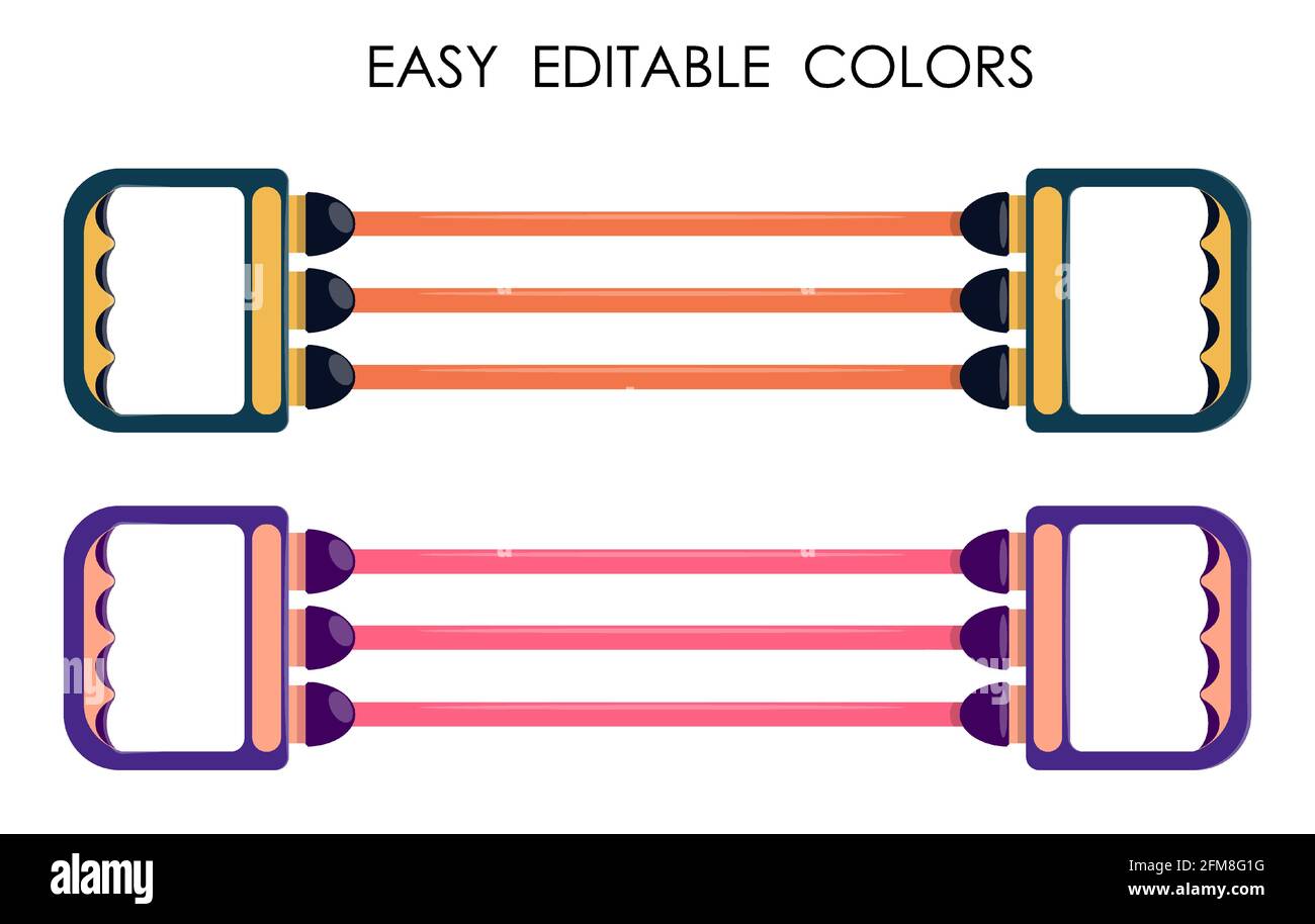 Sportlicher, elastischer Expander für Arme und Brust. Gummi-Sporttrainer für Fitness. Vektor in Cartoon Stock Vektor