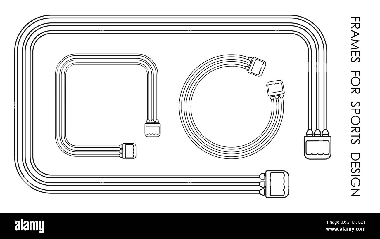 Rahmen in Form von sportlicher, elastischer Expander für Arme und Brust. Gummi-Sporttrainer für Fitness. Vektor Stock Vektor