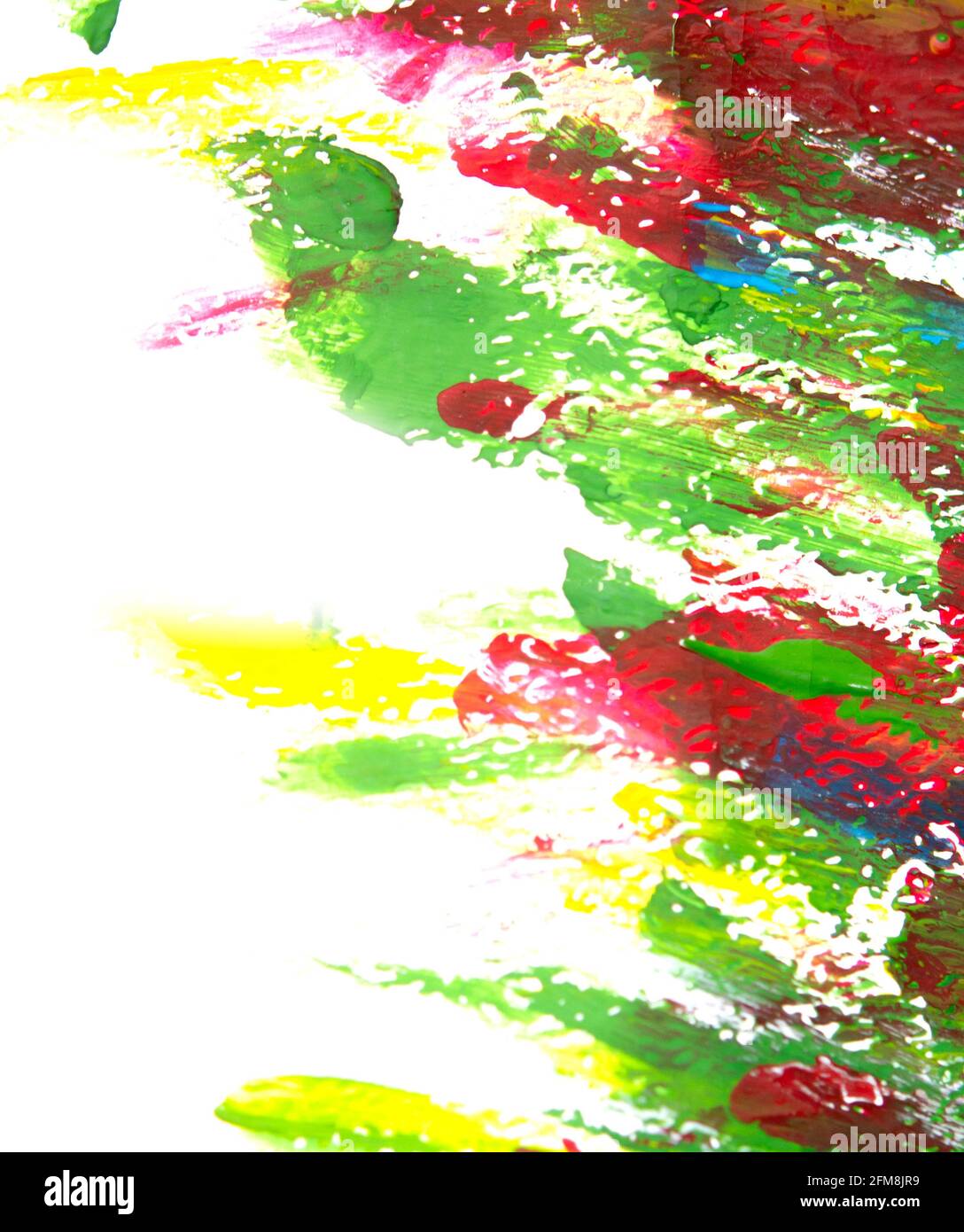 Bunte Pinselstriche auf weißem Papier. Abstrakter kreativer Hintergrund Stockfoto