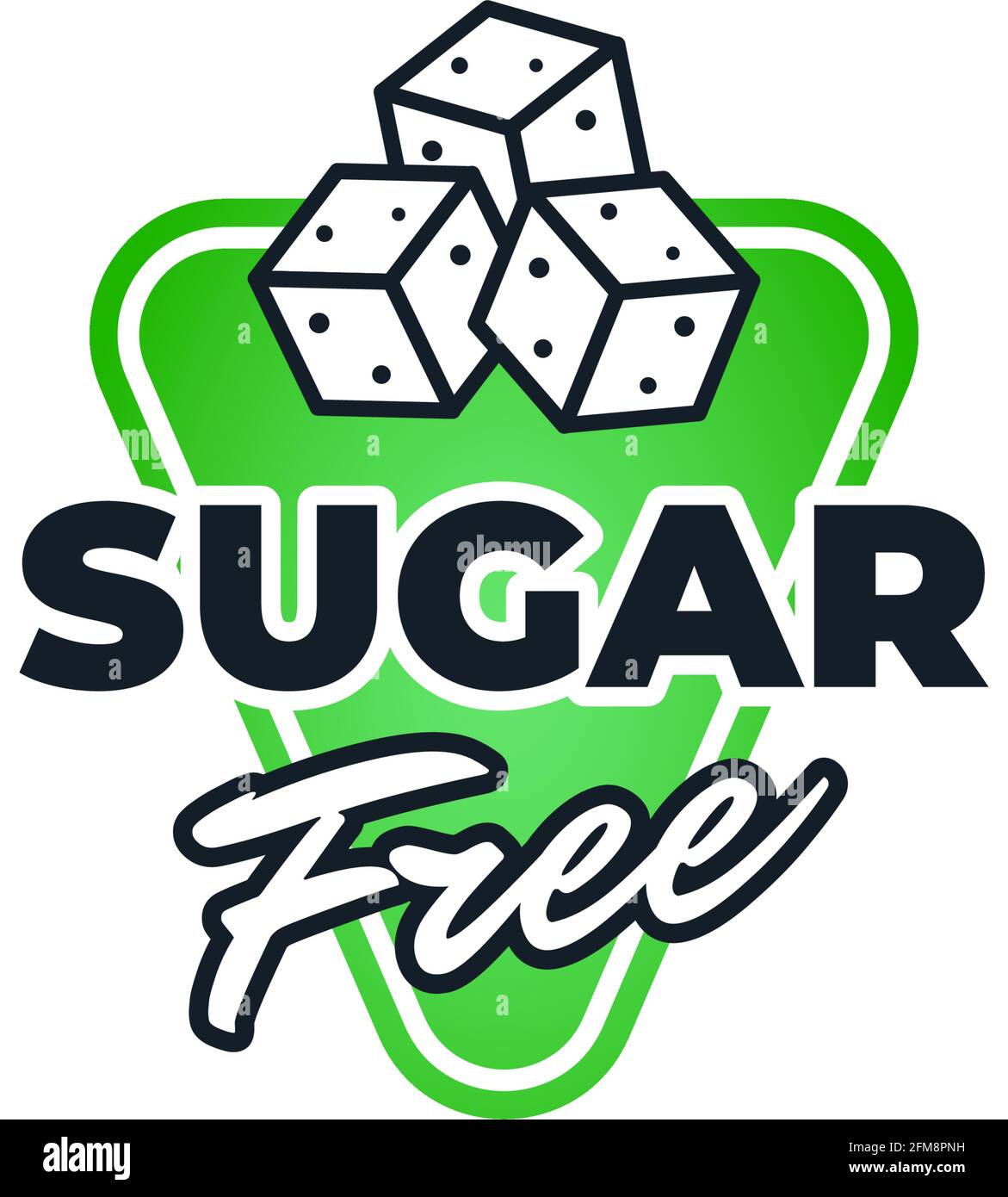 Design-Vorlage für zuckerfreie Etiketten. Symbol für das Produktpaket „Diabetiker ohne süße Inhaltsstoffe“. Vektor-Symbol für gesunde Ernährung Lebensmittel Stock Vektor